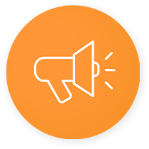 Icon image of outline of megaphone. Representing enthusiasm.