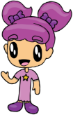 Amy wearing purple dress with star