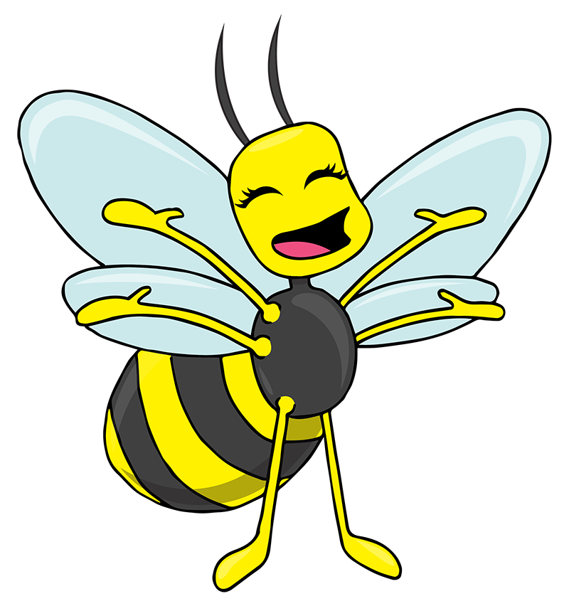 Bizzy Buzzy Bee smiling.